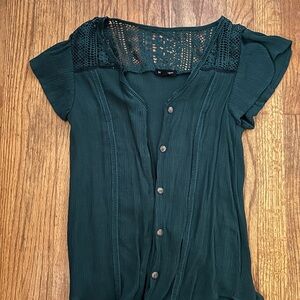 Elegant Teal Button-Up Women's Top